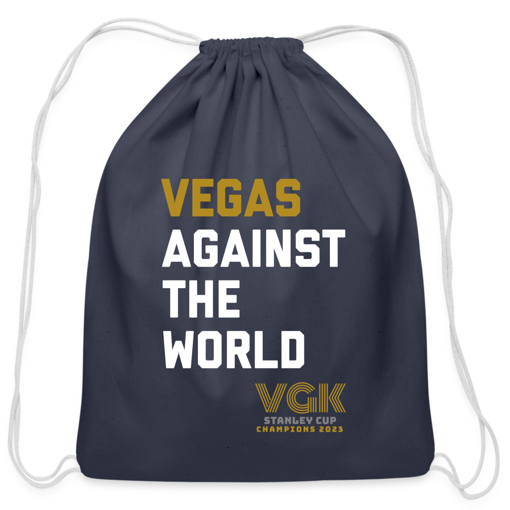 Vegas Against the World VGK Stanley Cup Champions 2023 Cotton Drawstring Bag - navy