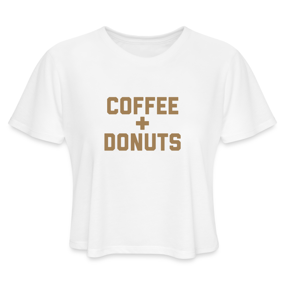 Coffee + Donuts Women's Cropped T-Shirt - white