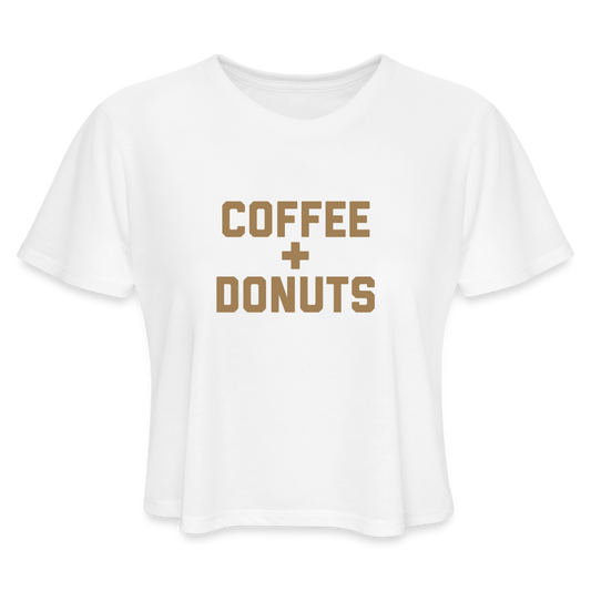 Coffee + Donuts Women's Cropped T-Shirt - white