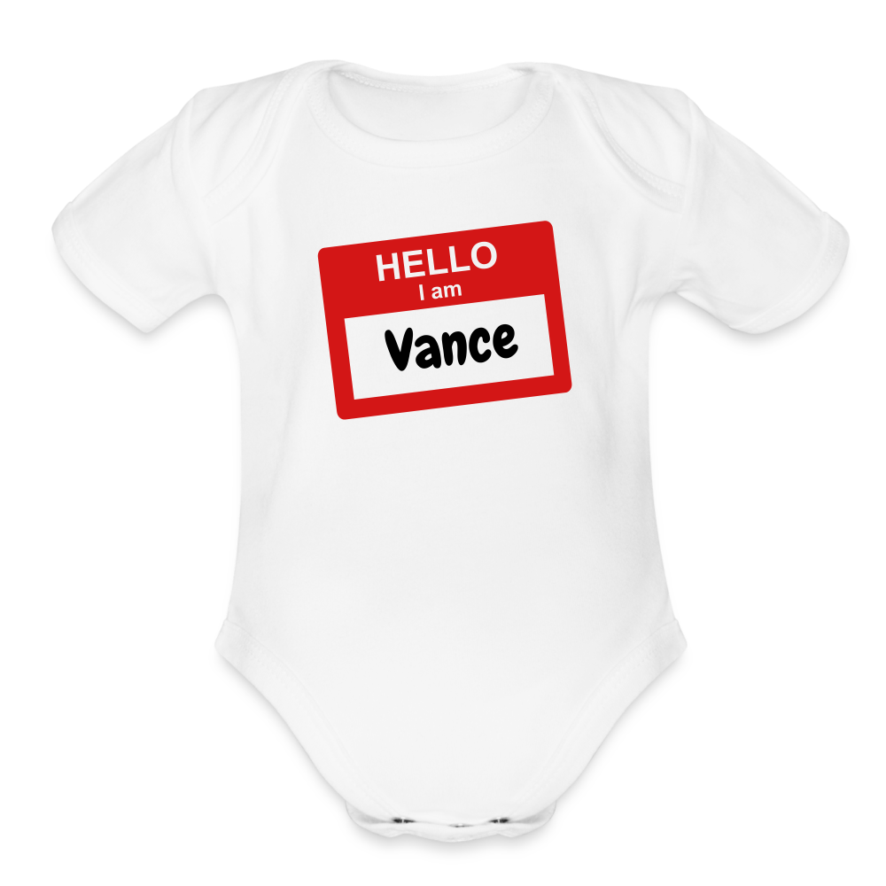 Customizable Organic Short Sleeve Baby Bodysuit - white