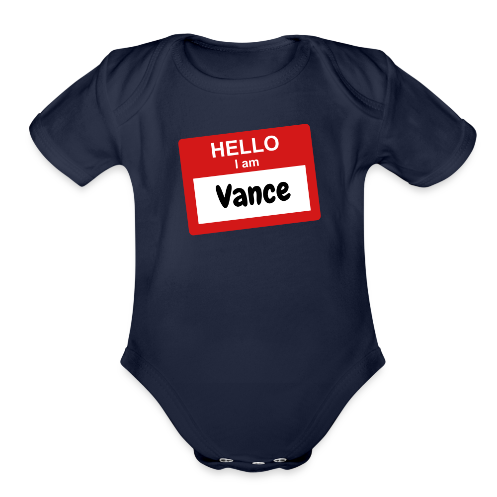 Customizable Organic Short Sleeve Baby Bodysuit - dark navy
