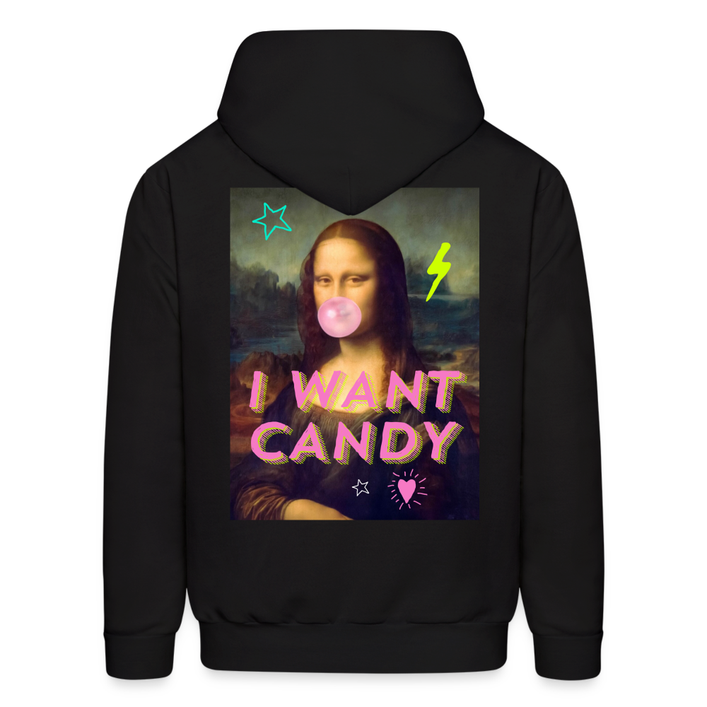 Mona Lisa I Want Candy Men's Hoodie - black