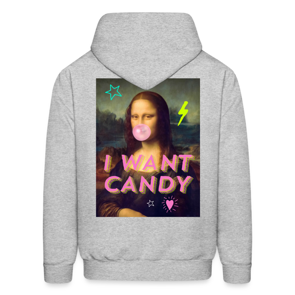 Mona Lisa I Want Candy Men's Hoodie - heather gray