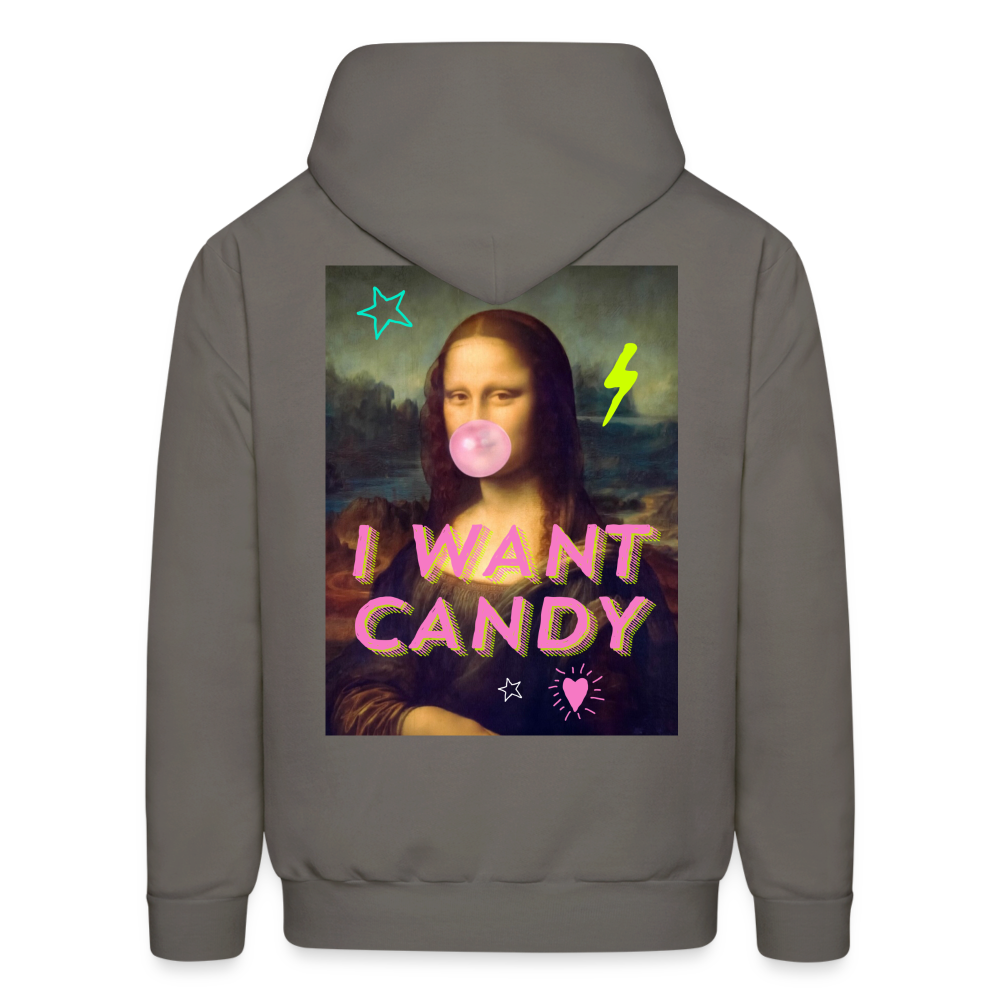 Mona Lisa I Want Candy Men's Hoodie - asphalt gray