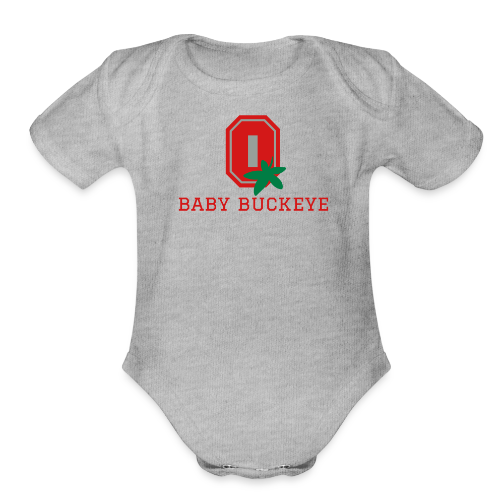 Baby Buckeye Organic Short Sleeve Baby Bodysuit - heather grey