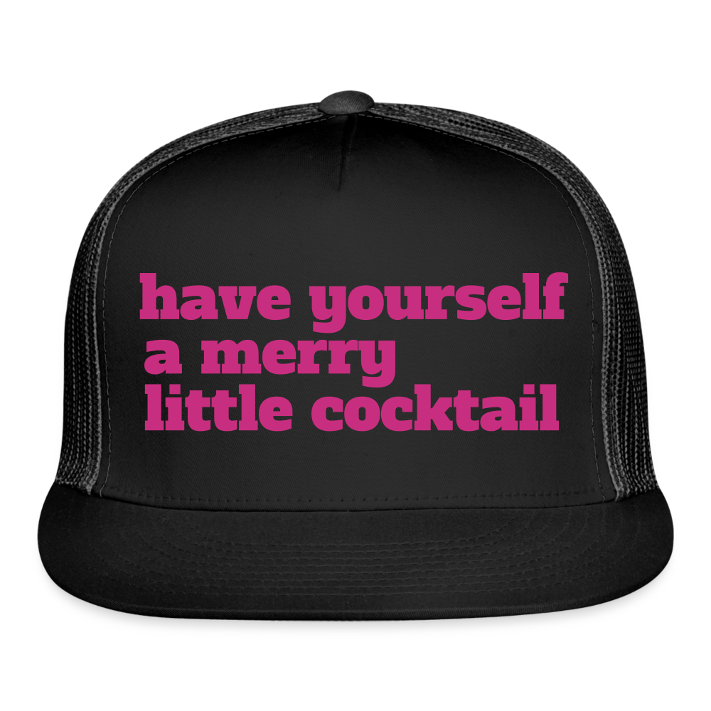 Have Yourself a Merry Little Cocktail Trucker Cap Velvet Print - black/black