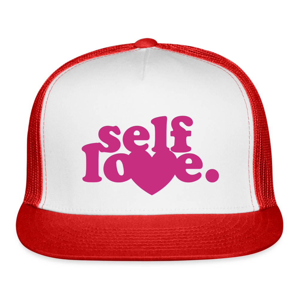 Self Love Trucker Cap Velvet Print - white/red