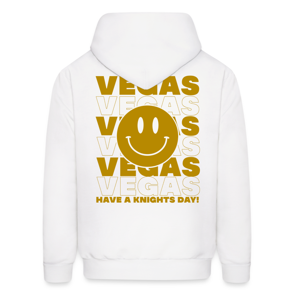Vegas Have a Knights Day! Smiley Face Men's Hoodie - white
