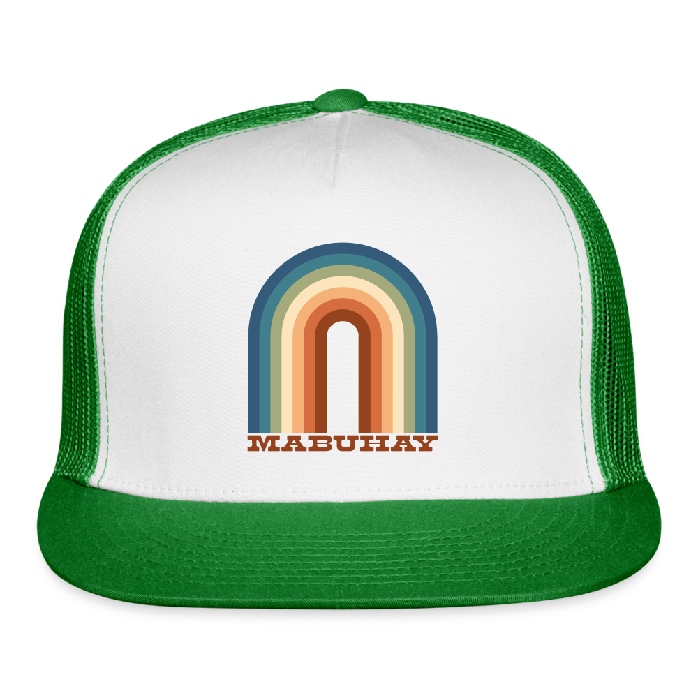 Mabuhay Rainbow Trucker Cap - white/kelly green