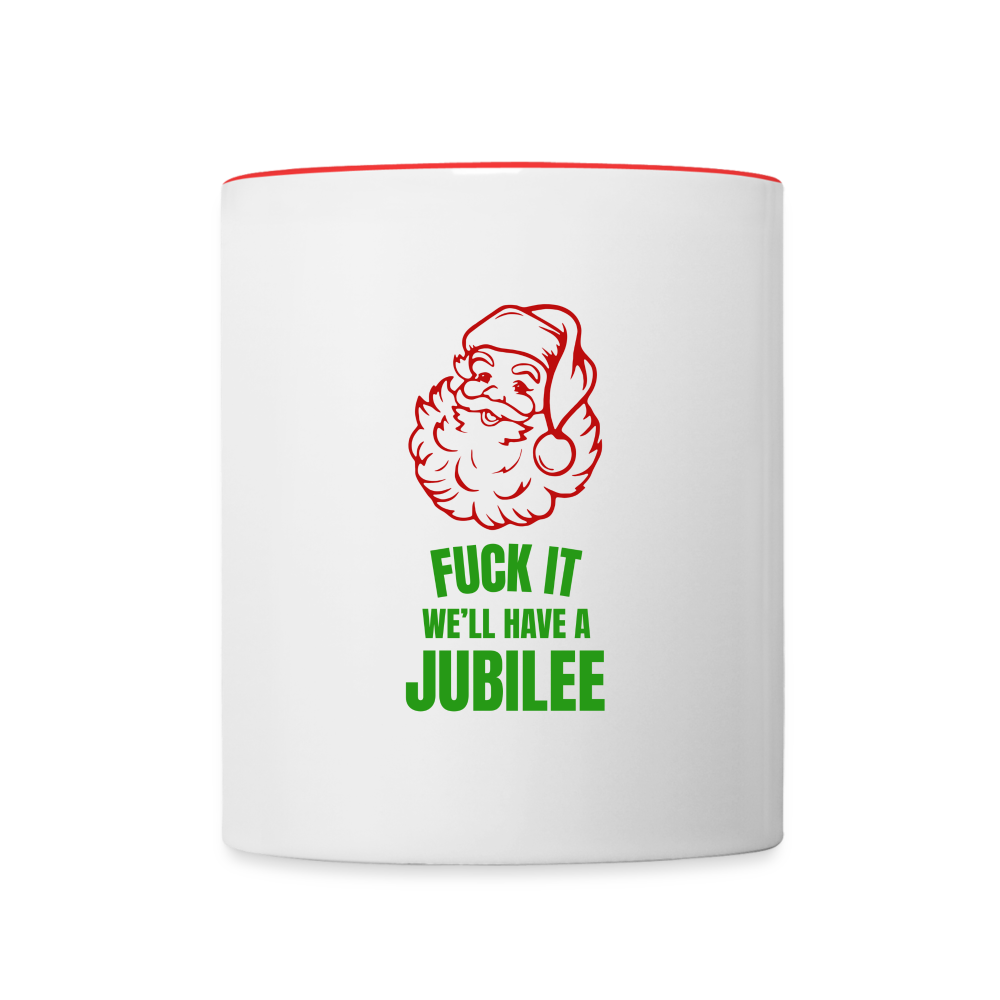 He Sees You When You're Drinking Santa Contrast Coffee Mug - white/red