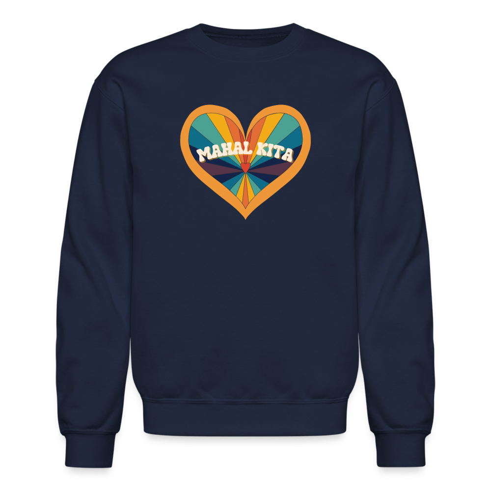 Mahal Kita Rainbow Heart Crewneck Sweatshirt - navy