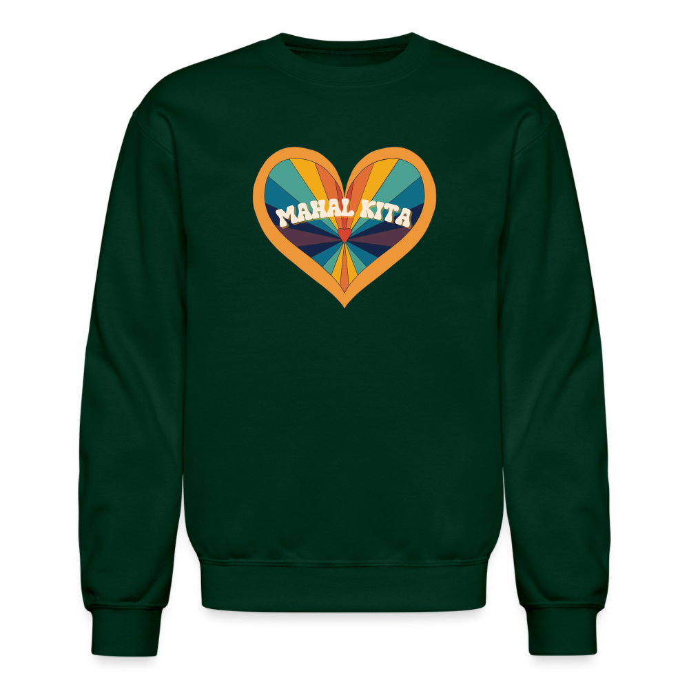 Mahal Kita Rainbow Heart Crewneck Sweatshirt - forest green