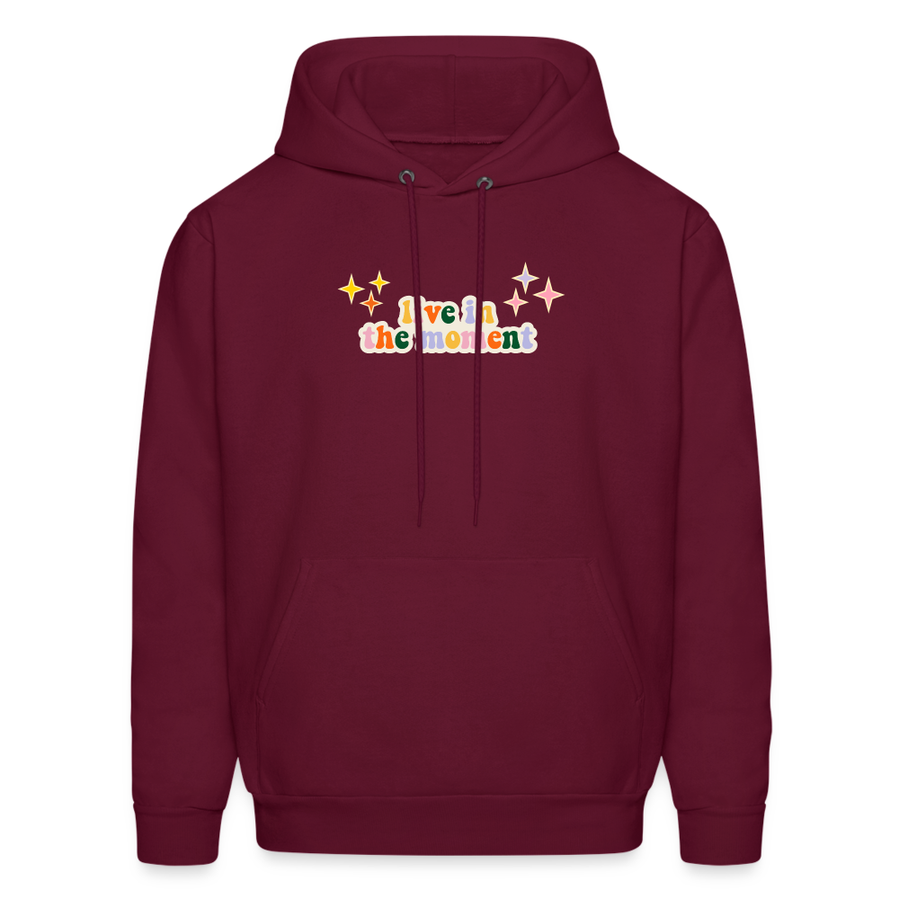 Live in the Moment Men's Hoodie - burgundy