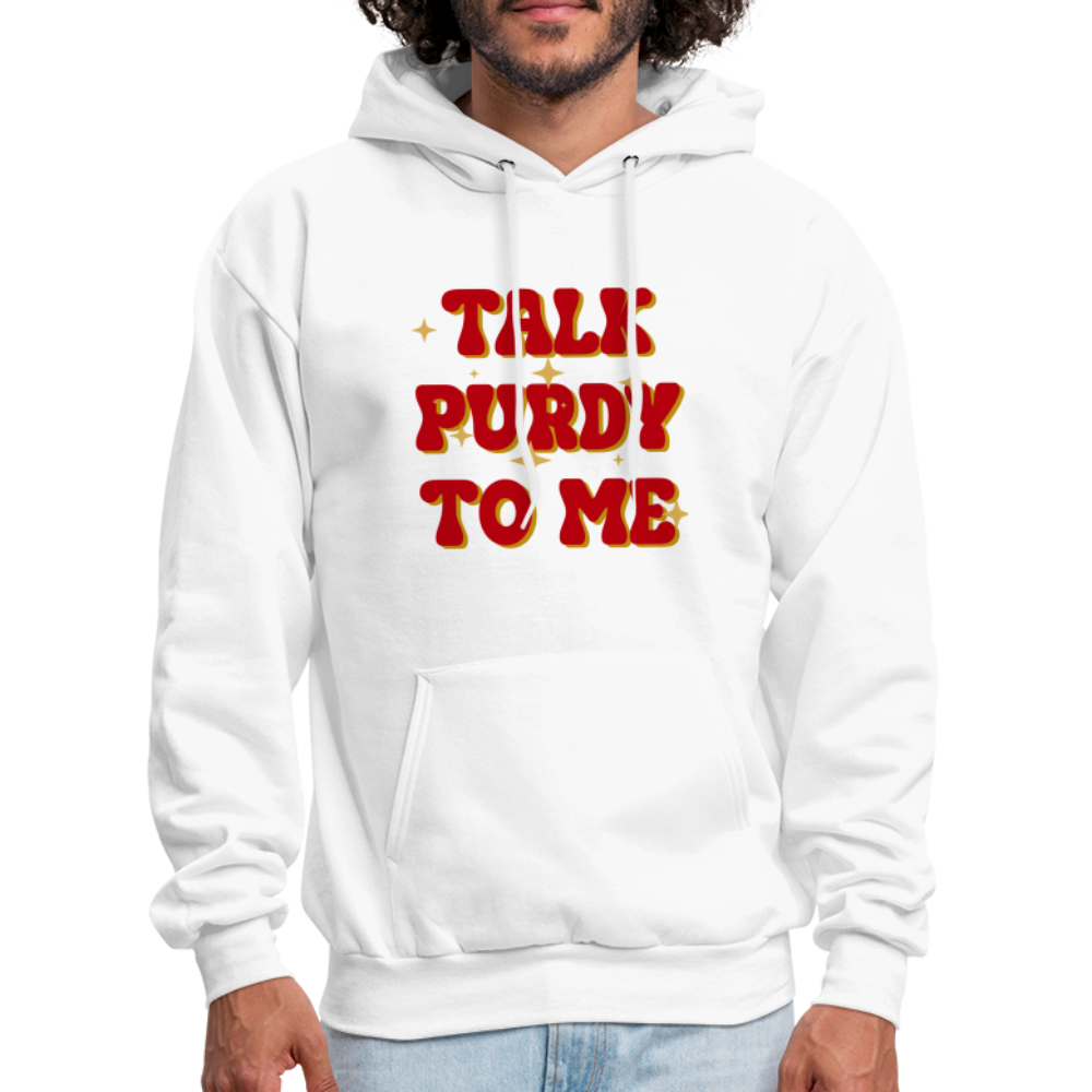 Talk Purdy To Me Men's Hoodie - white