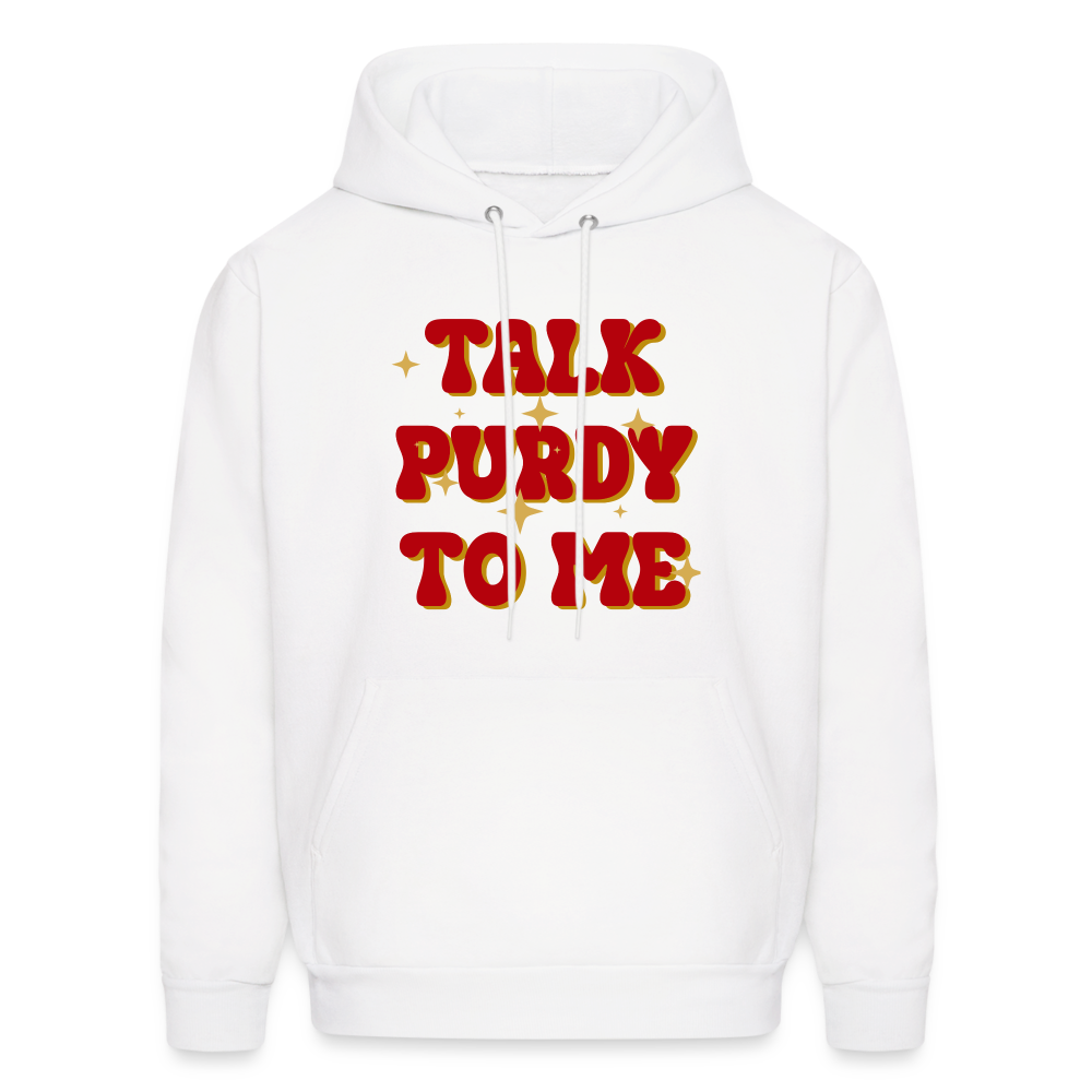 Talk Purdy To Me Men's Hoodie - white