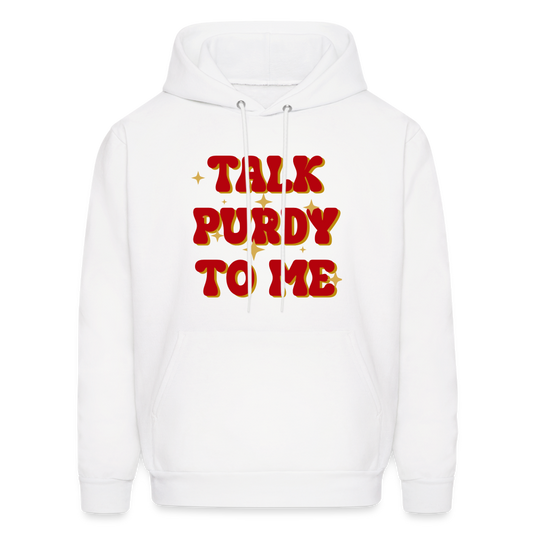 Talk Purdy To Me Men's Hoodie - white