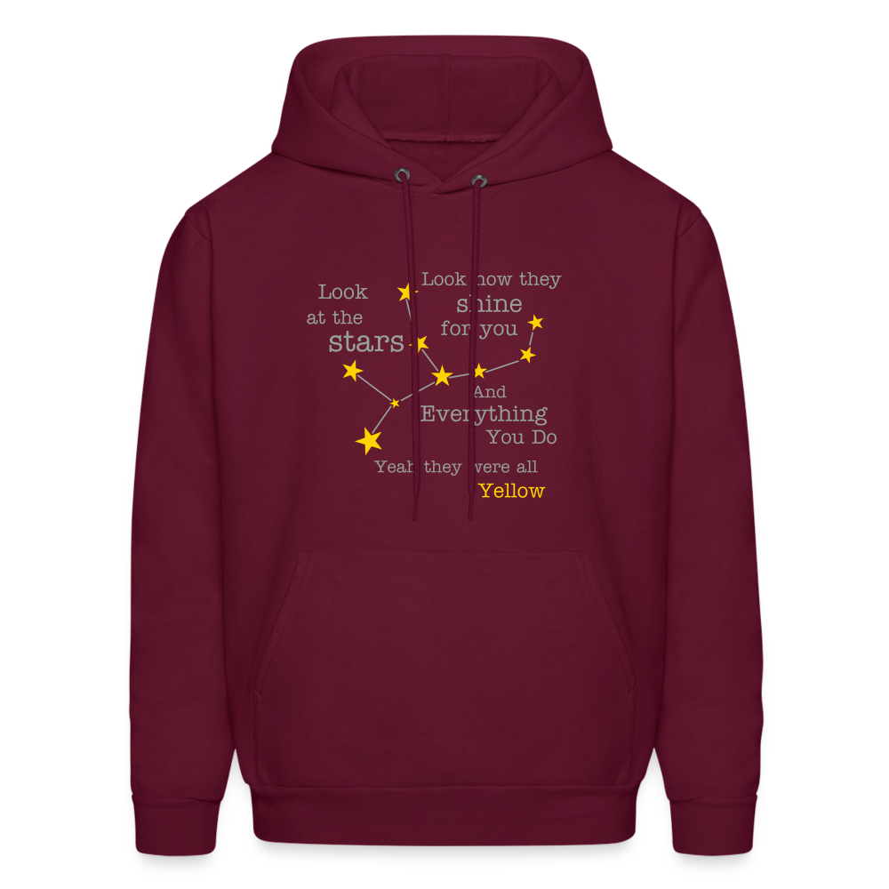 Yellow Coldplay Men's Hoodie - burgundy