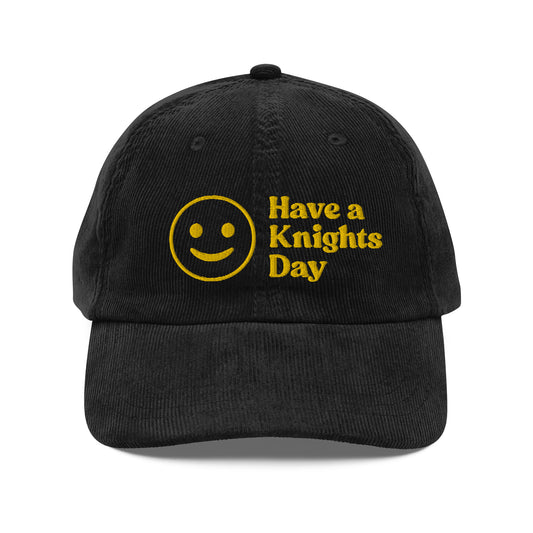 Have Knights Day Smiley Face Embroidered Vintage corduroy cap