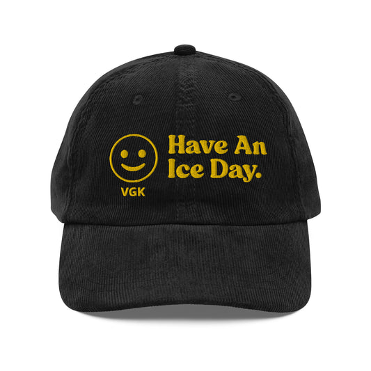 Have An Ice Day VGK Smiley Face Embroidered Vintage corduroy cap