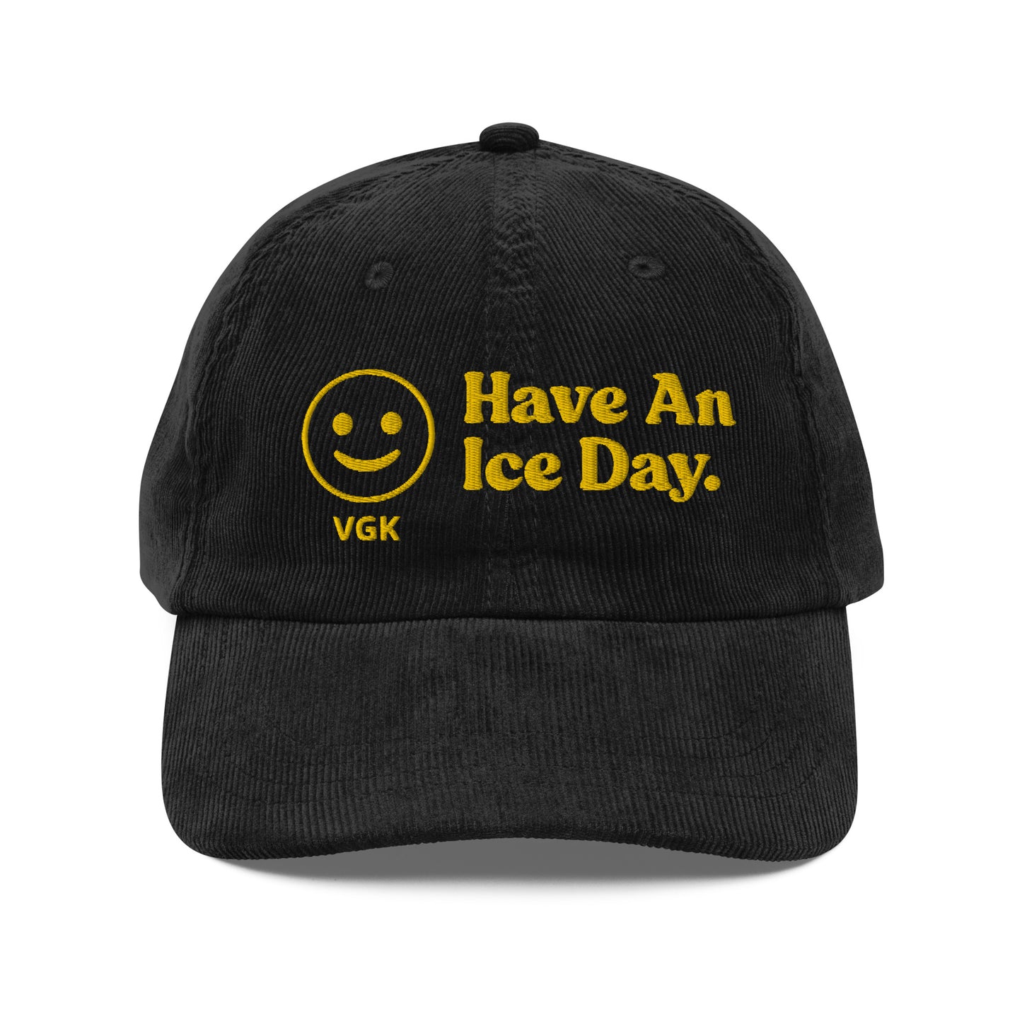 Have An Ice Day VGK Smiley Face Embroidered Vintage corduroy cap