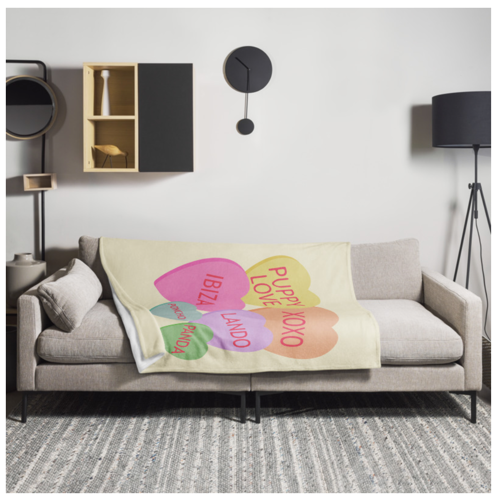Candy Hearts Ohio Throw Blanket