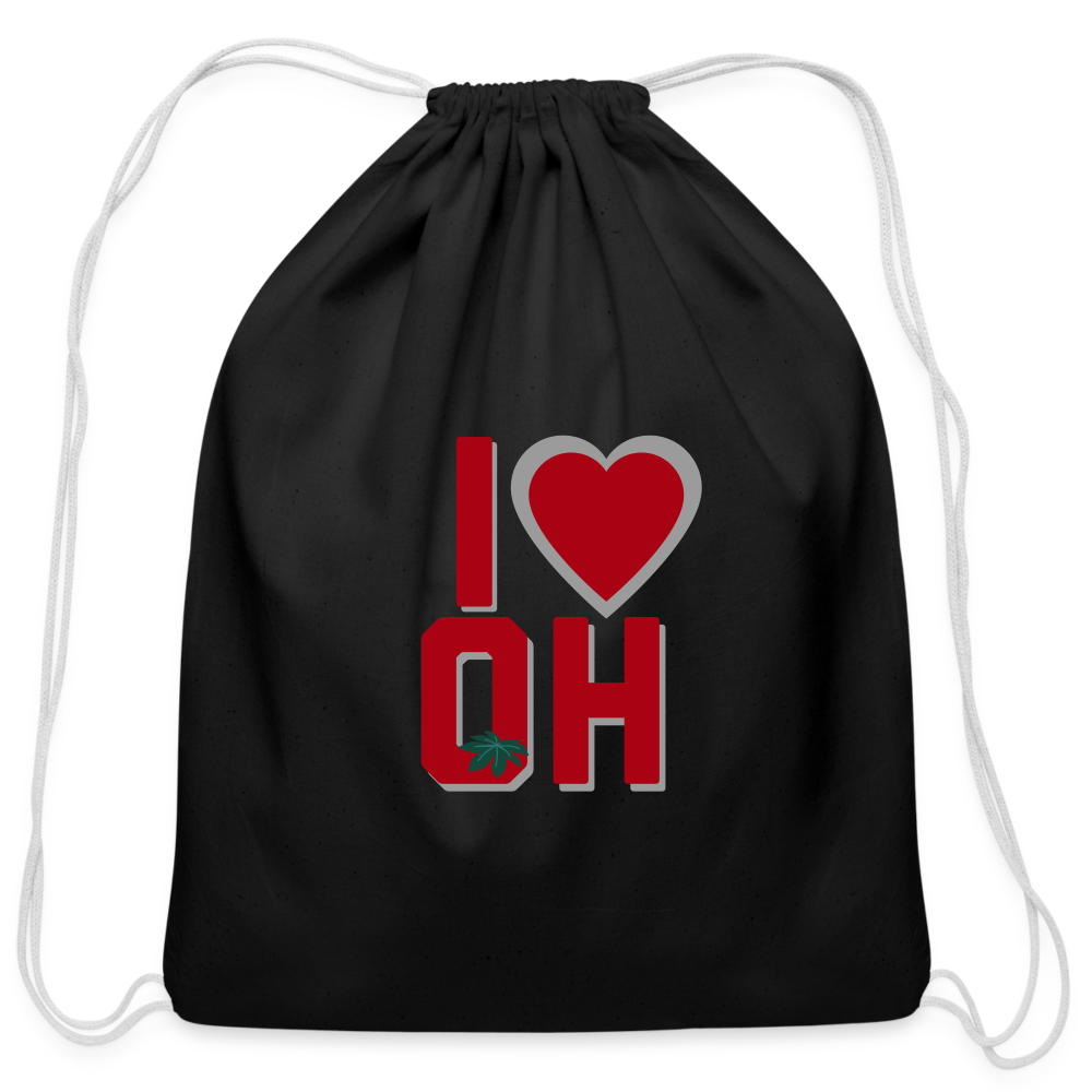 I Heart OH Cotton Drawstring Bag - black