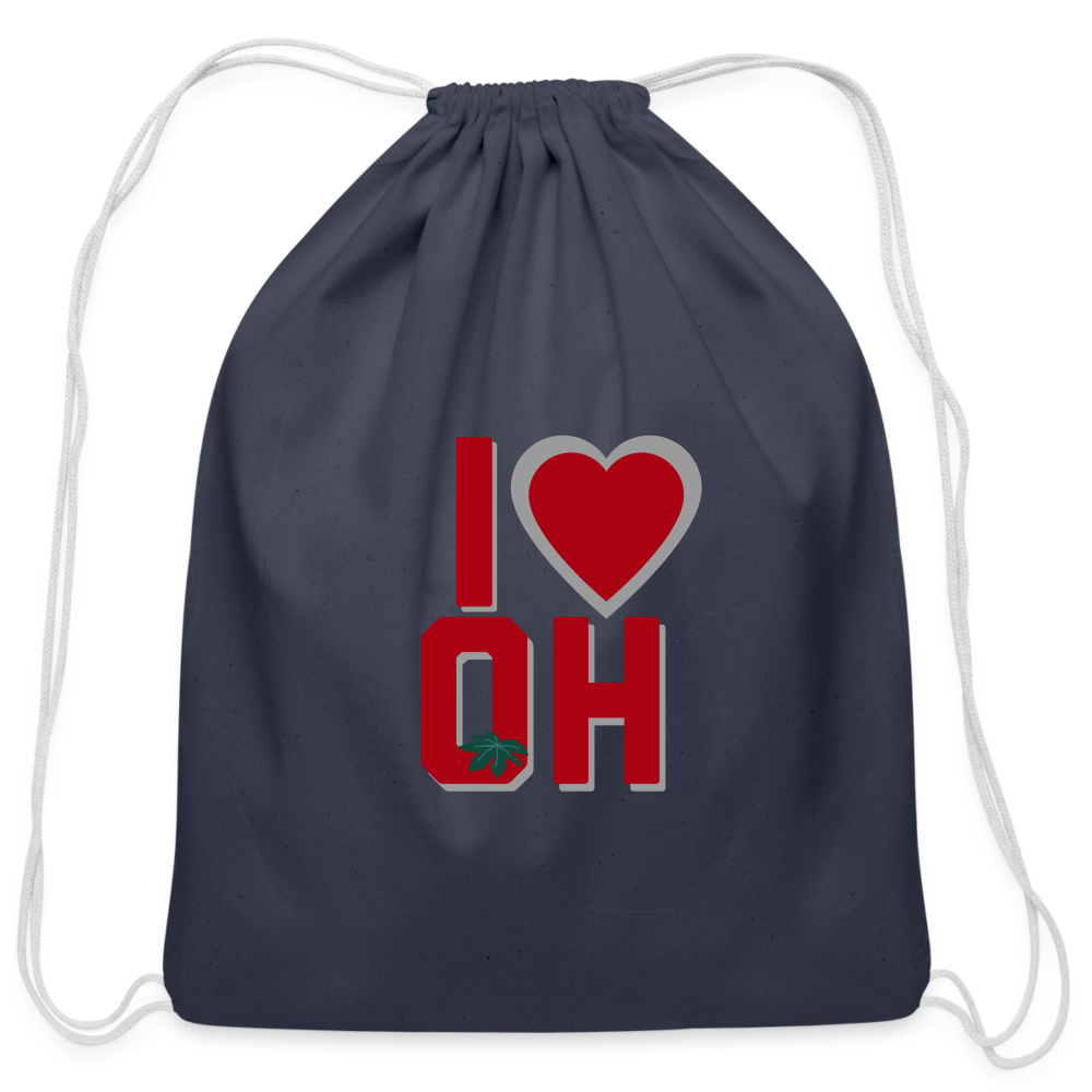 I Heart OH Cotton Drawstring Bag - navy