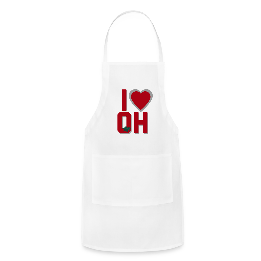 I Heart OH Adjustable Apron - white