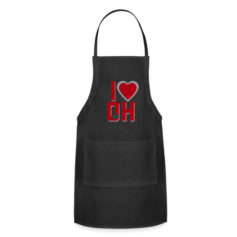 I Heart OH Adjustable Apron - black