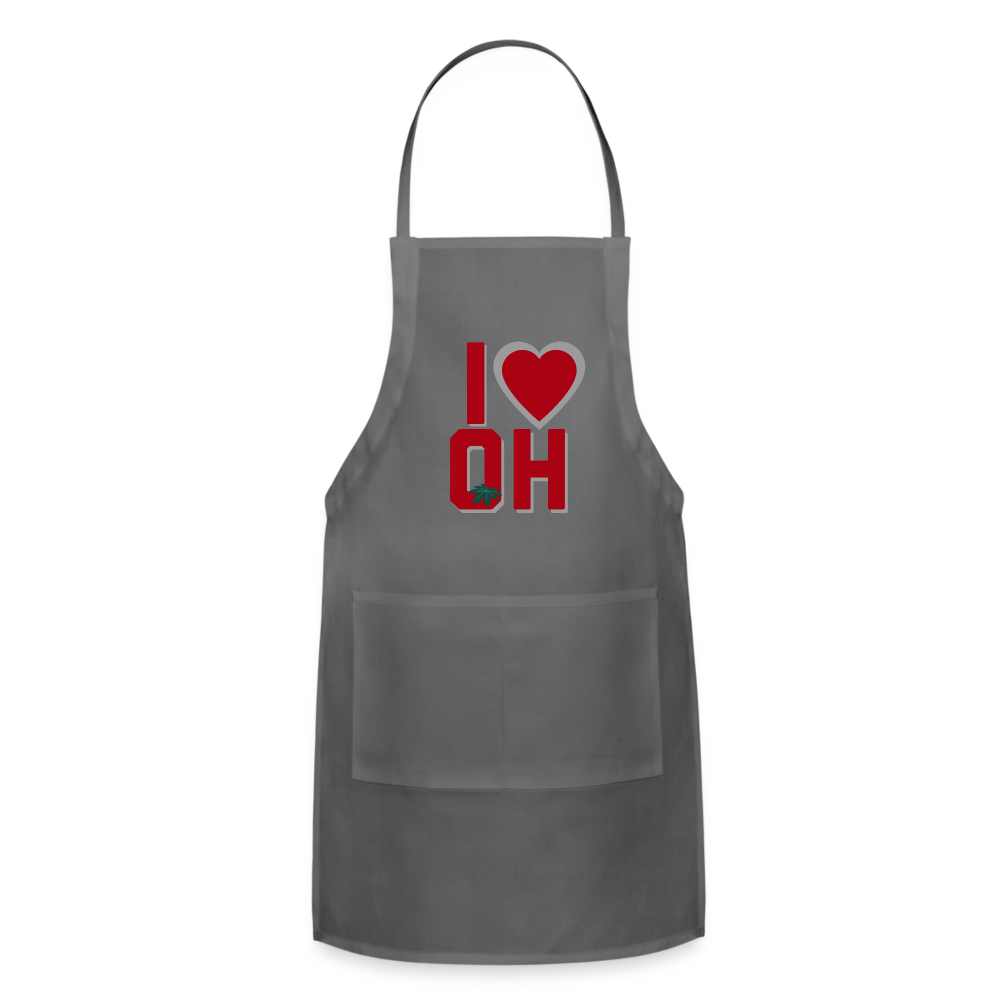 I Heart OH Adjustable Apron - charcoal