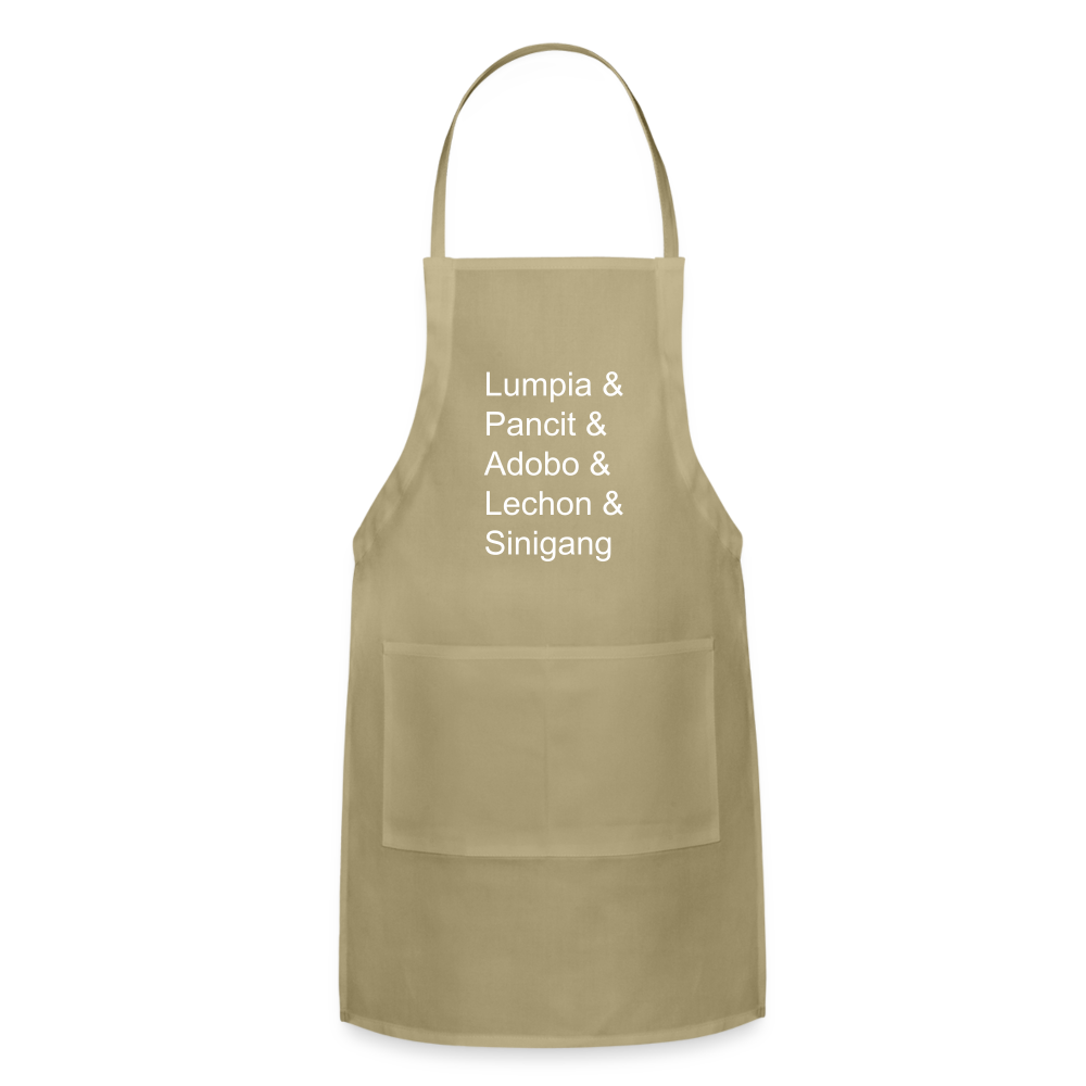Lumpia & Pancit & Adobo & Lechon Adjustable Apron - khaki