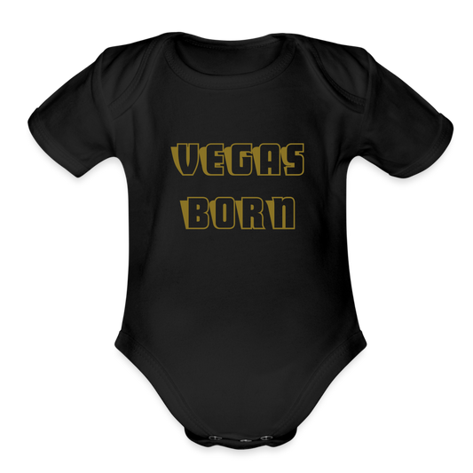 Vegas Born Organic Short Sleeve Baby Bodysuit - black