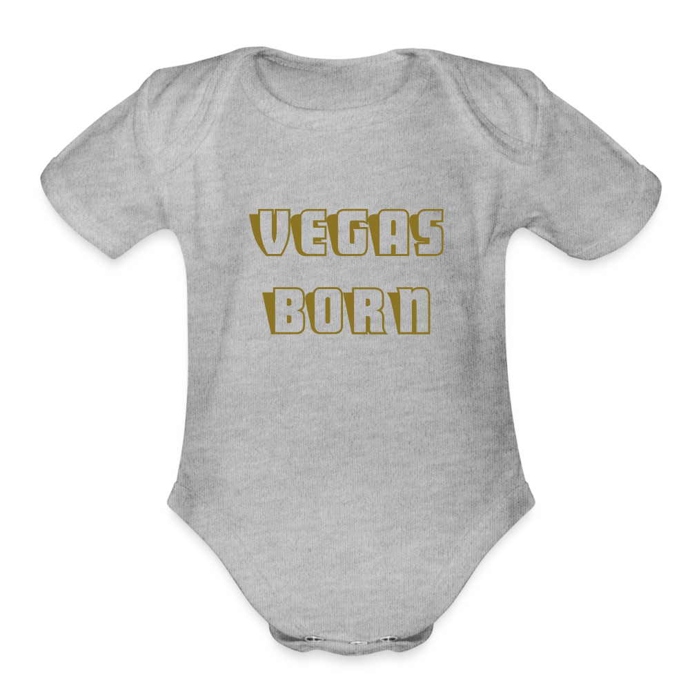 Vegas Born Organic Short Sleeve Baby Bodysuit - heather grey