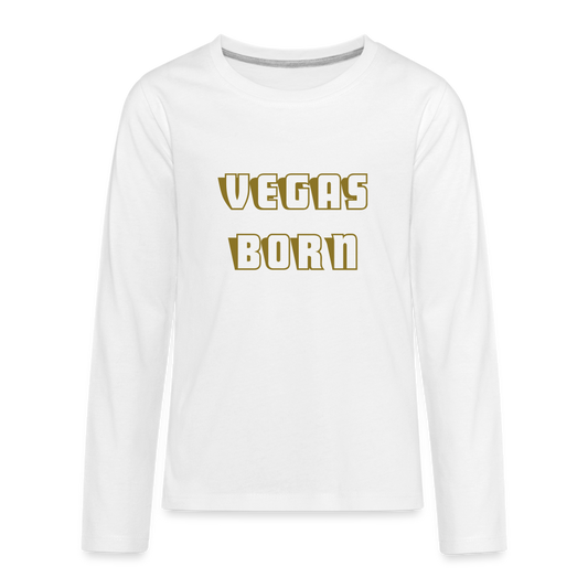 Vegas Born Kids' Premium Long Sleeve T-Shirt - white