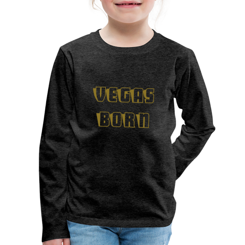 Vegas Born Kids' Premium Long Sleeve T-Shirt - charcoal grey