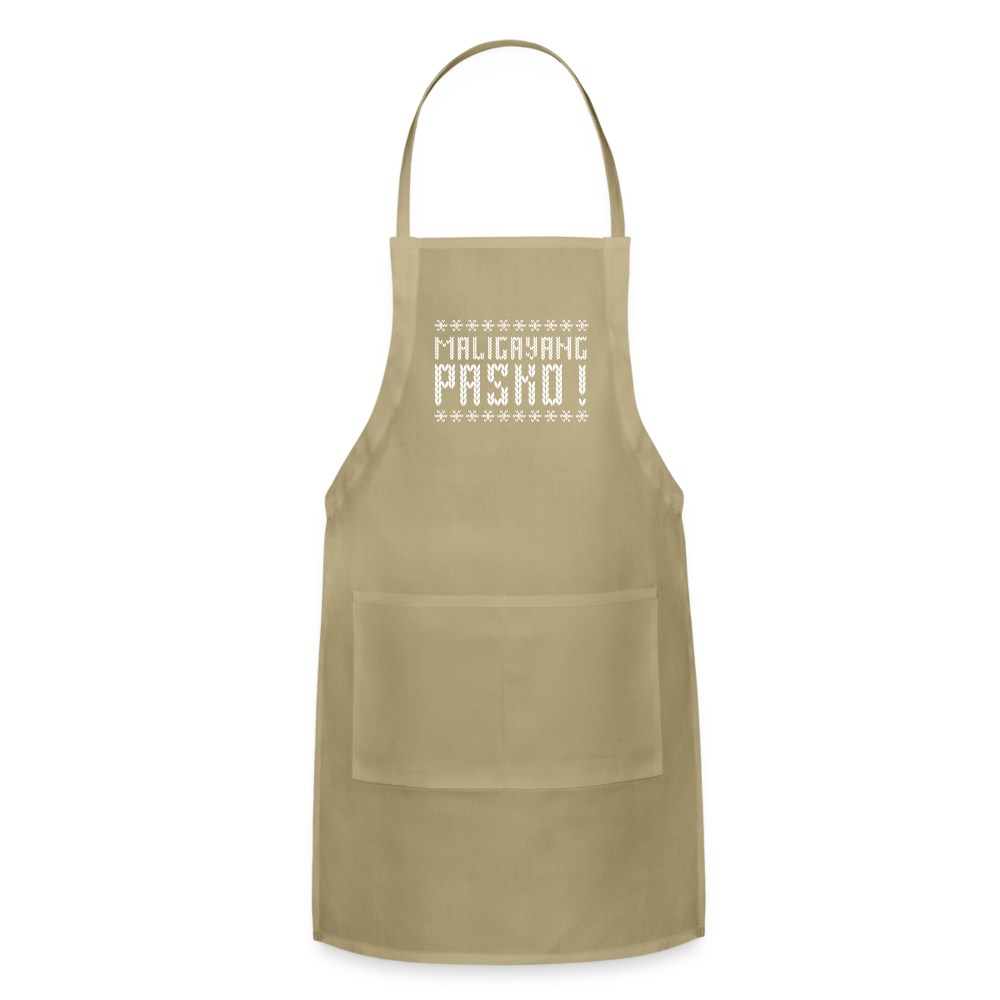 Maligayang Pasko! Red Adjustable Apron - khaki