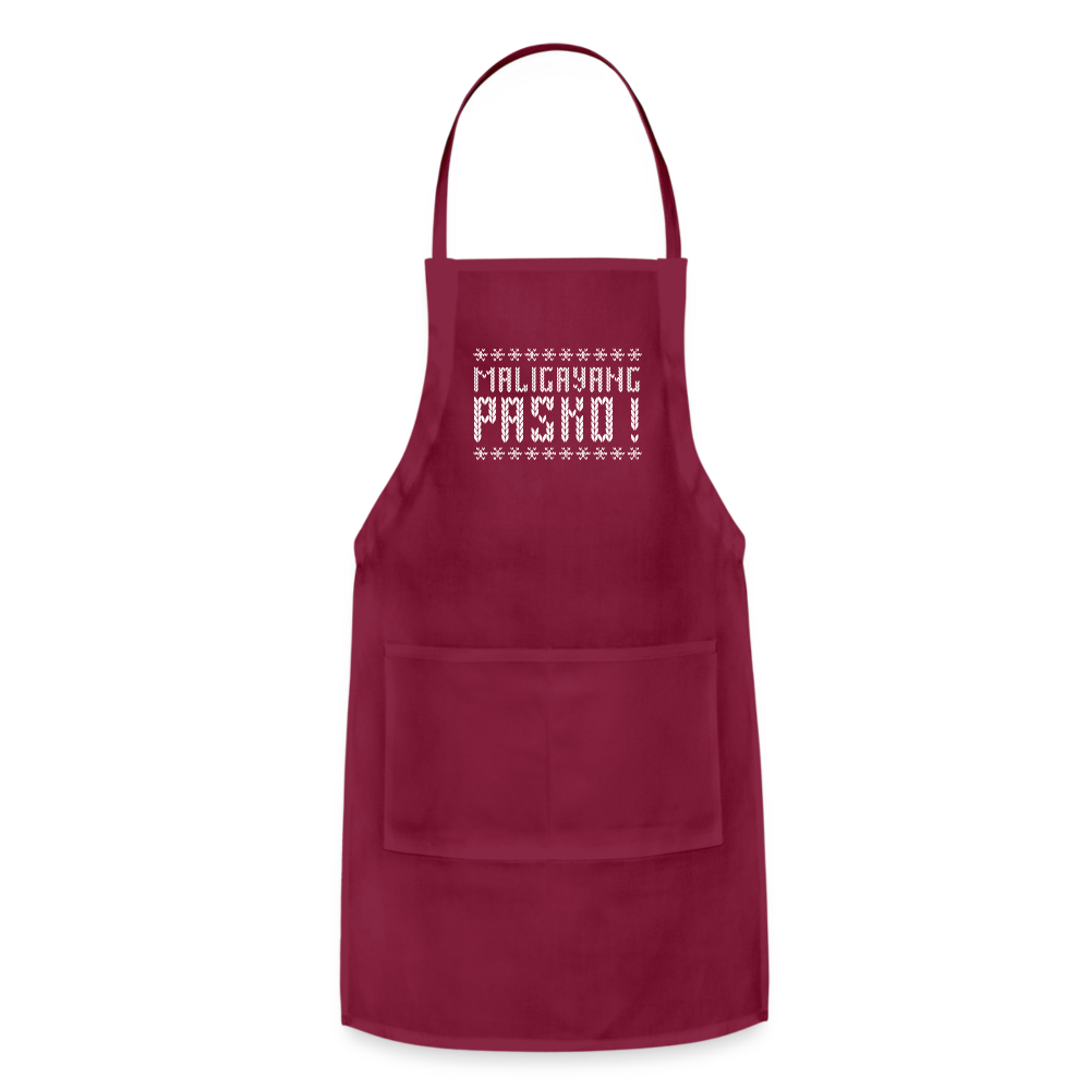 Maligayang Pasko! Red Adjustable Apron - burgundy