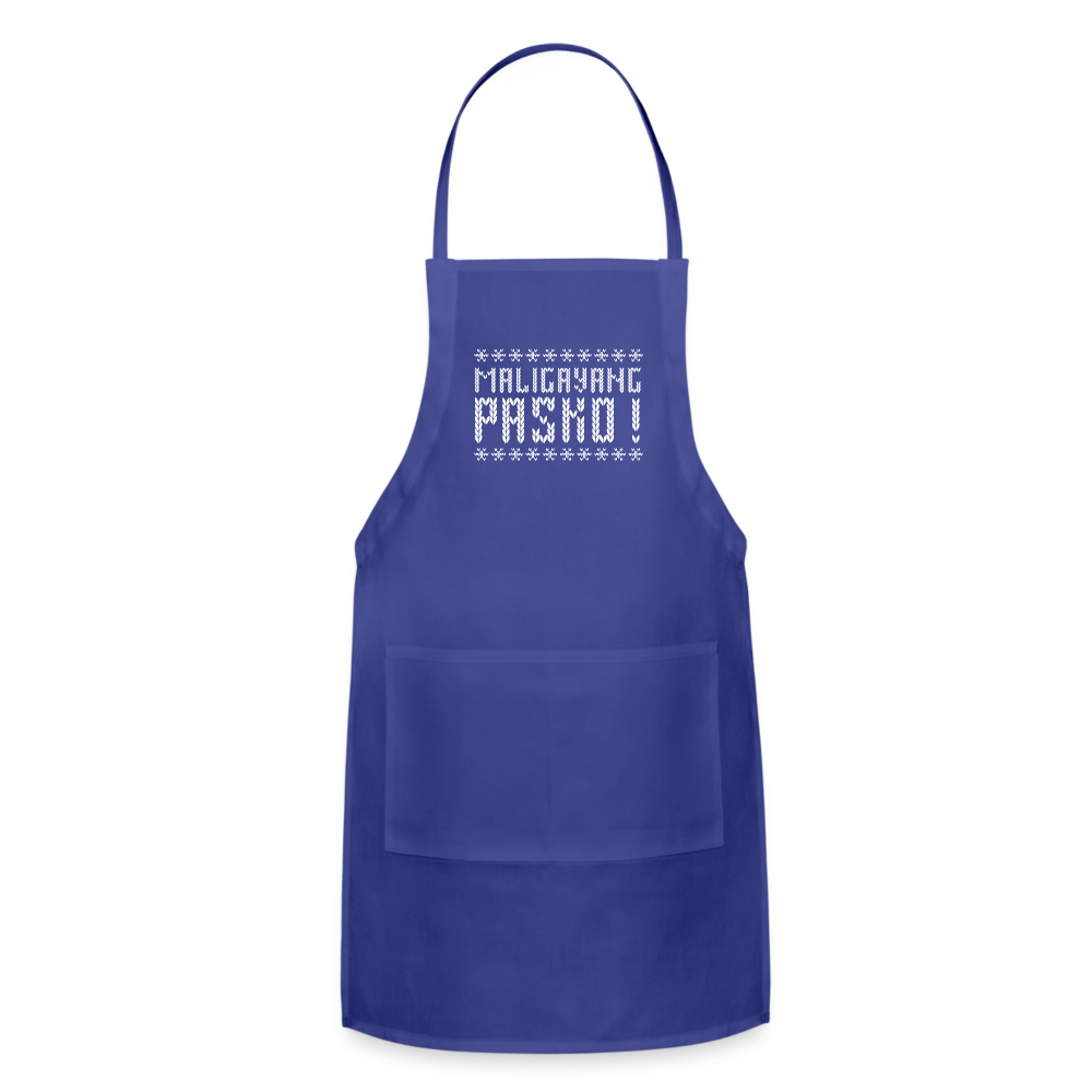 Maligayang Pasko! Red Adjustable Apron - royal blue