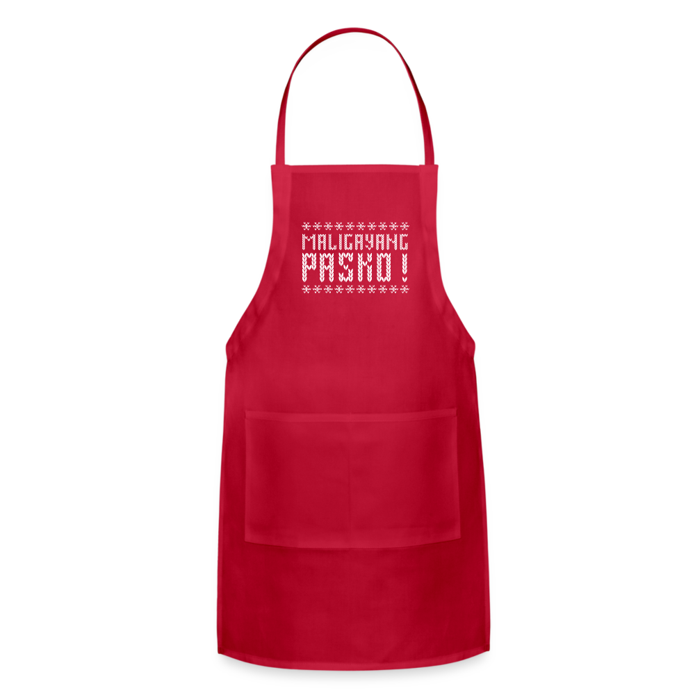 Maligayang Pasko! Red Adjustable Apron - red