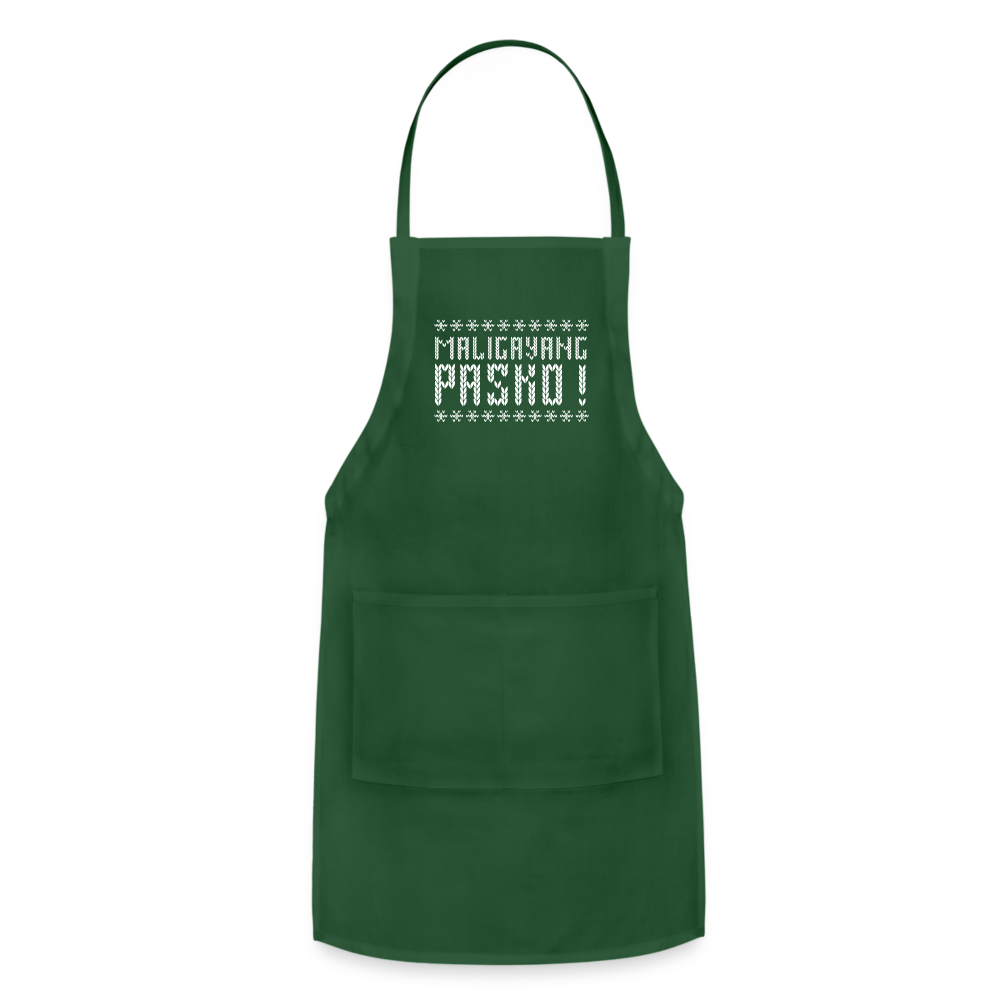 Maligayang Pasko! Red Adjustable Apron - forest green