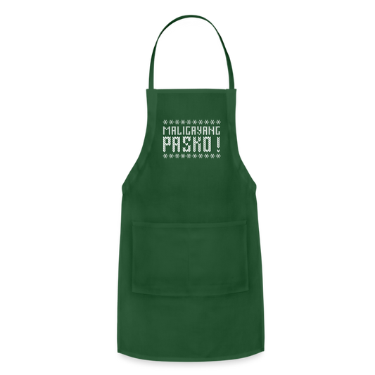 Maligayang Pasko! Red Adjustable Apron - forest green