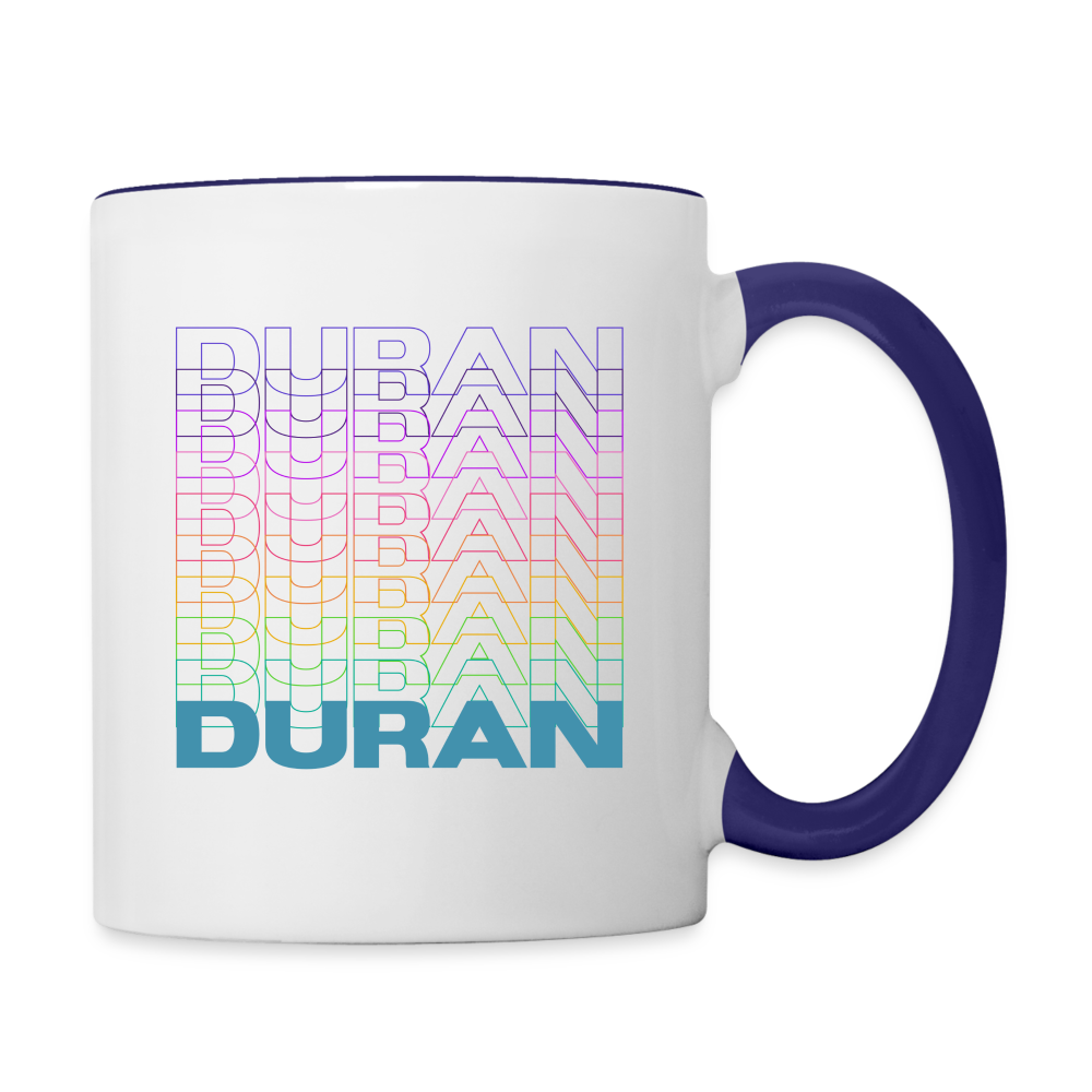 Duran Duran Rainbow Contrast Coffee Mug - white/cobalt blue