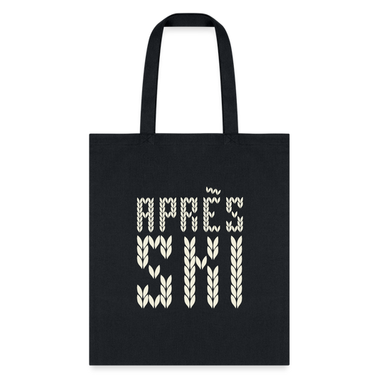 Après Ski Cream Stitch Tote Bag - black