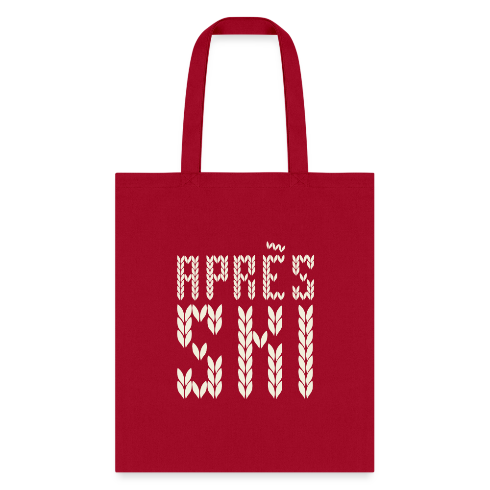 Après Ski Cream Stitch Tote Bag - red