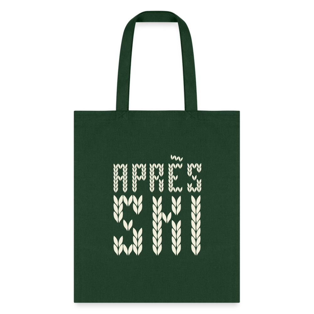 Après Ski Cream Stitch Tote Bag - forest green