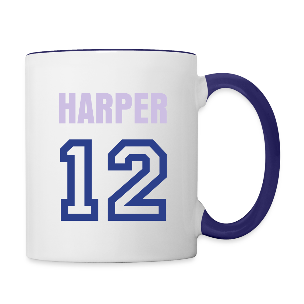 CUSTOM for Pretty Little Ballers Contrast Coffee Mug - white/cobalt blue