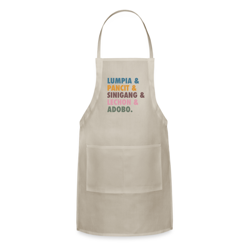 Lumpia & Pancit Adjustable Apron - natural