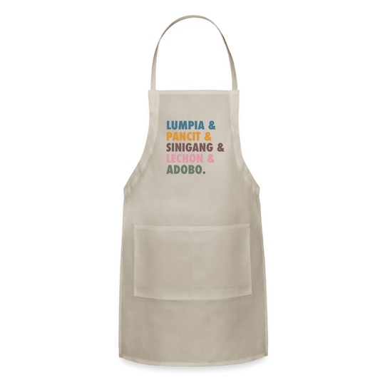 Lumpia & Pancit Adjustable Apron - natural