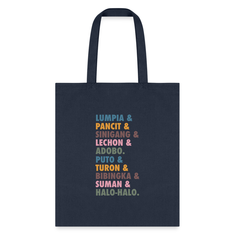Lumpia & Pancit Tote Bag - navy