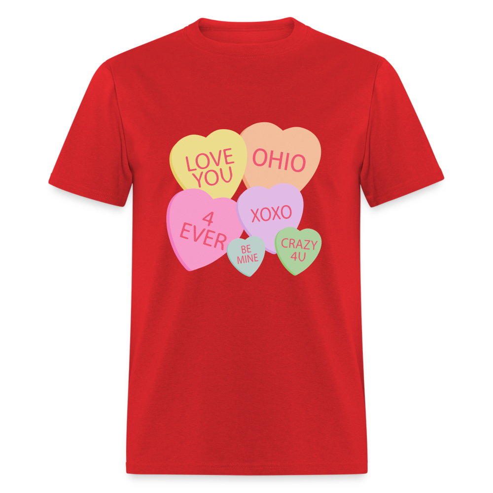 Candy Hearts Unisex Classic T-Shirt - red
